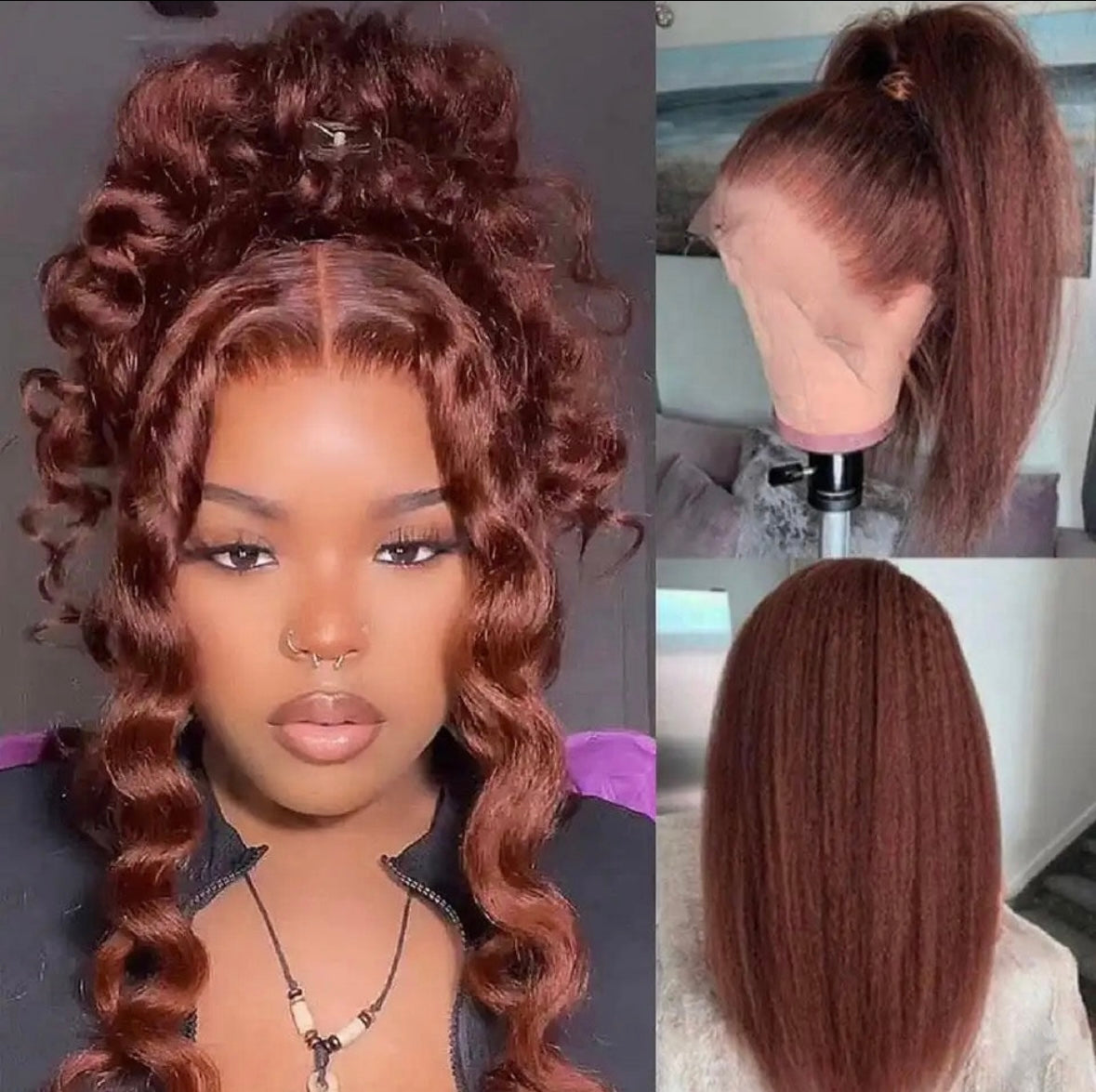 13x4 Brown kinky straight human hair special sale